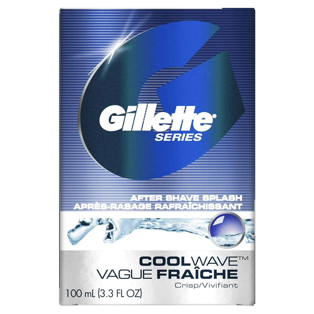 Gillette Series Cool Wave Aftershave Splash for Men 3.3oz