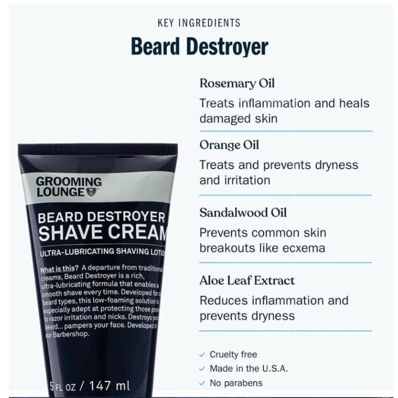 Grooming Lounge - Beard Destroyer - Shave Cream - Ultra Lubricating - Smooth Shave