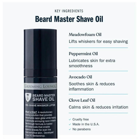 Grooming Lounge - Beard Master Shave Oil - Pre Shave Whisker Lifter