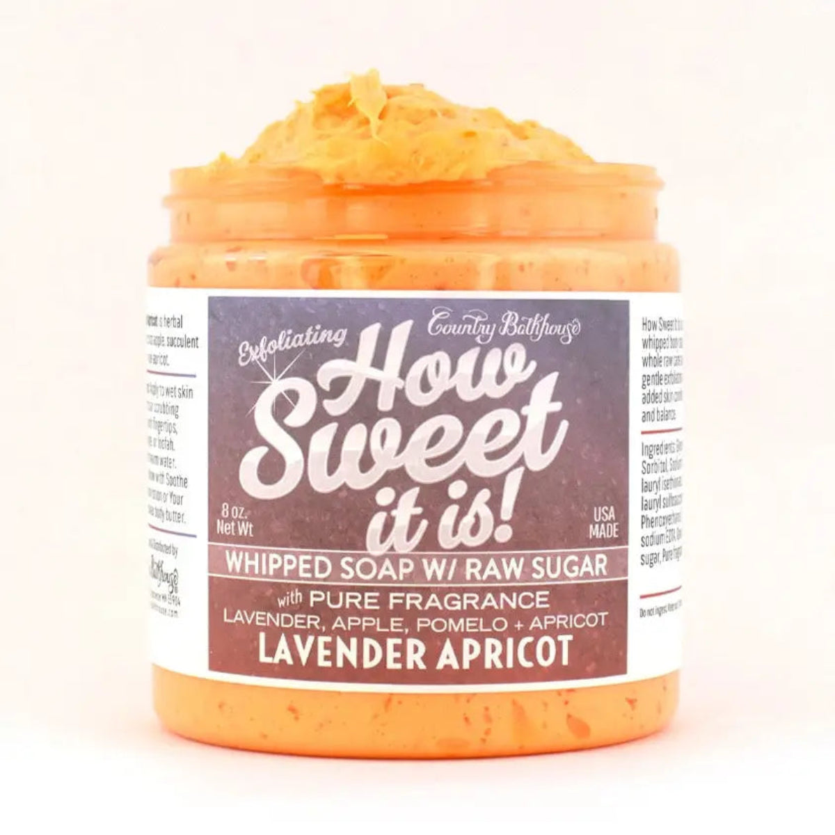 How Sweet It is Lavender Apricot Whipped Soap with Raw Sugar 8oz