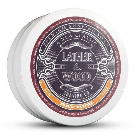 Lather & Wood Shaving Co. Luxury Shaving Soap Bay Rum 4.7oz