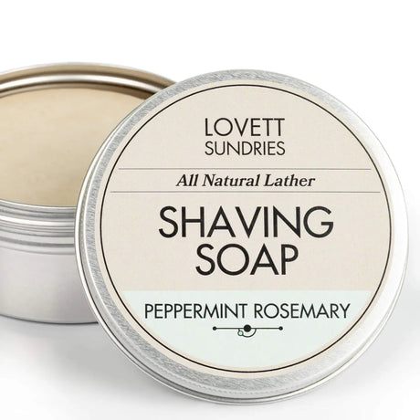 Lovett Sundries Shaving Soap For Long Lasting Natural Lather Peppermint Rosemary 4oz