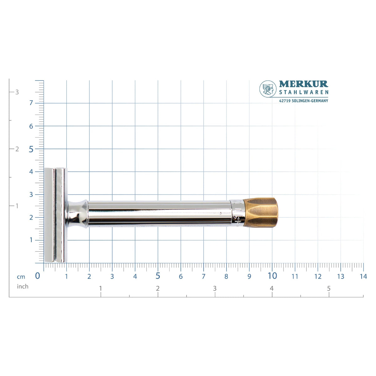 Merkur Progress 510 Long Handle Adjustable Safety Razor With Antique Brass Metal Knob