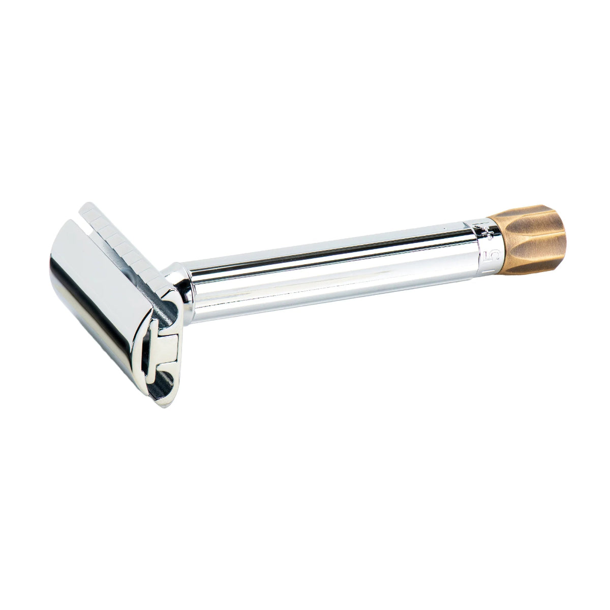 Merkur Progress 510 Long Handle Adjustable Safety Razor With Antique Brass Metal Knob