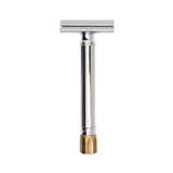 Merkur Progress 510 Long Handle Adjustable Safety Razor With Antique Brass Metal Knob