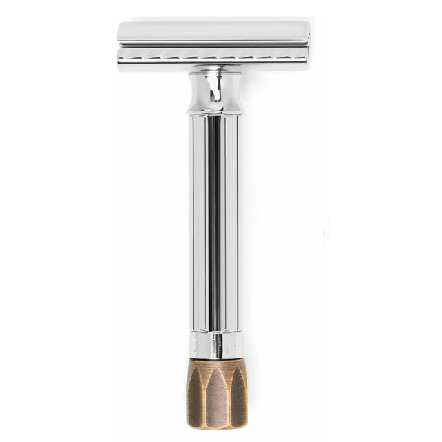 Merkur Progress Adjustable Double Edge Safety Razor Short Handle Antique Brass Knob