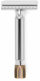 Merkur Progress Adjustable Double Edge Safety Razor Short Handle Antique Brass Knob