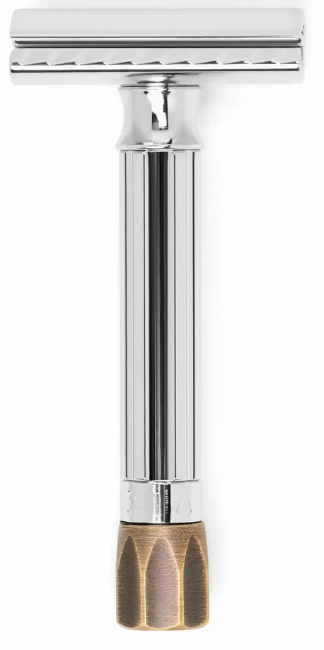 Merkur Progress Adjustable Double Edge Safety Razor Short Handle Antique Brass Knob