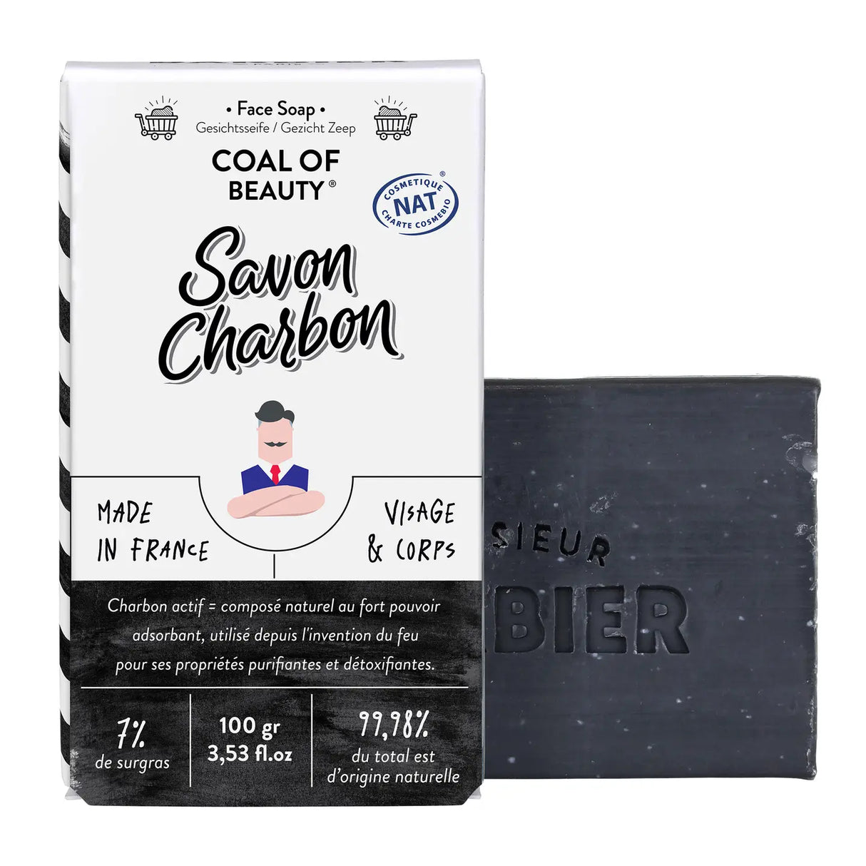 Monsieur Barbier - Coal of Beauty - Face and Body Soap - 100g