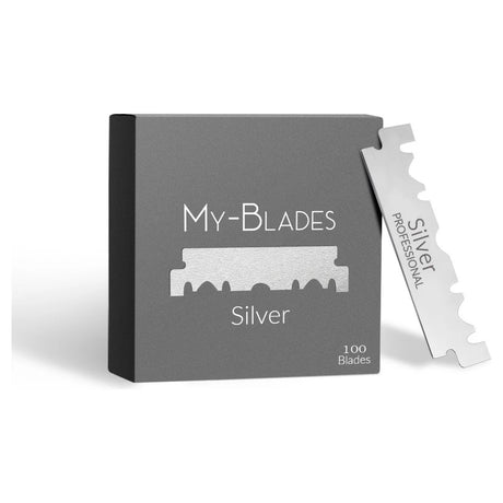 My-Blades - Silver Single Edge Razor Blades - Saloon Style 1/2 DE Blades - 100 Pack