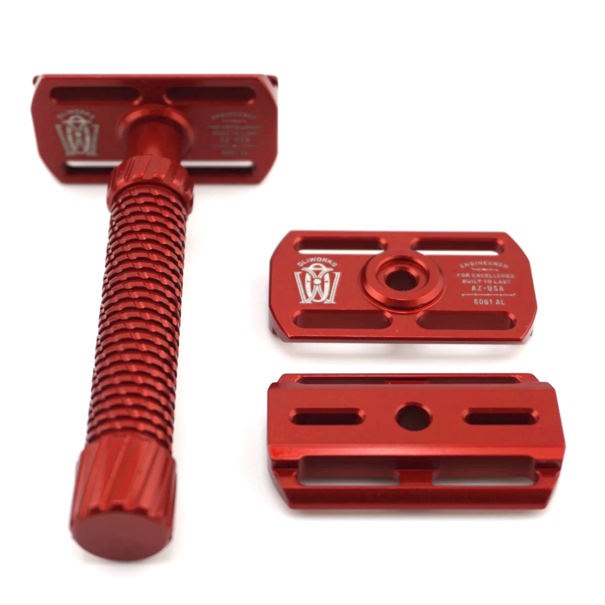 OliWorks M3TEORITE Aluminum Safety Razor Red | Lightweight DE