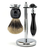 Parker 111B Deluxe Safety Razor & Pure Badger Brush 3-Piece Shave Set