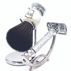 Parker 66R Deluxe Safety Razor and Premium Synthetic 3-Piece Shave Set