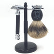 Parker 76R Deluxe Safety Razor & Pure Badger Brush 3-Piece Shave Set