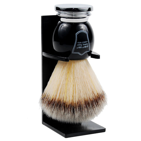 Parker -Black & Chrome Handle Synthetic Shaving Brush and Stand