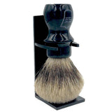Parker Black Handle Deluxe Pure Badger Long Handle Shaving Brush & Stand 22mm