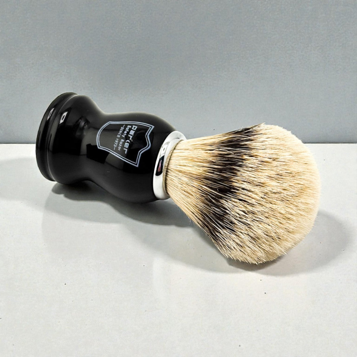 Parker Black Handle Silvertip Badger Shaving Brush and Stand