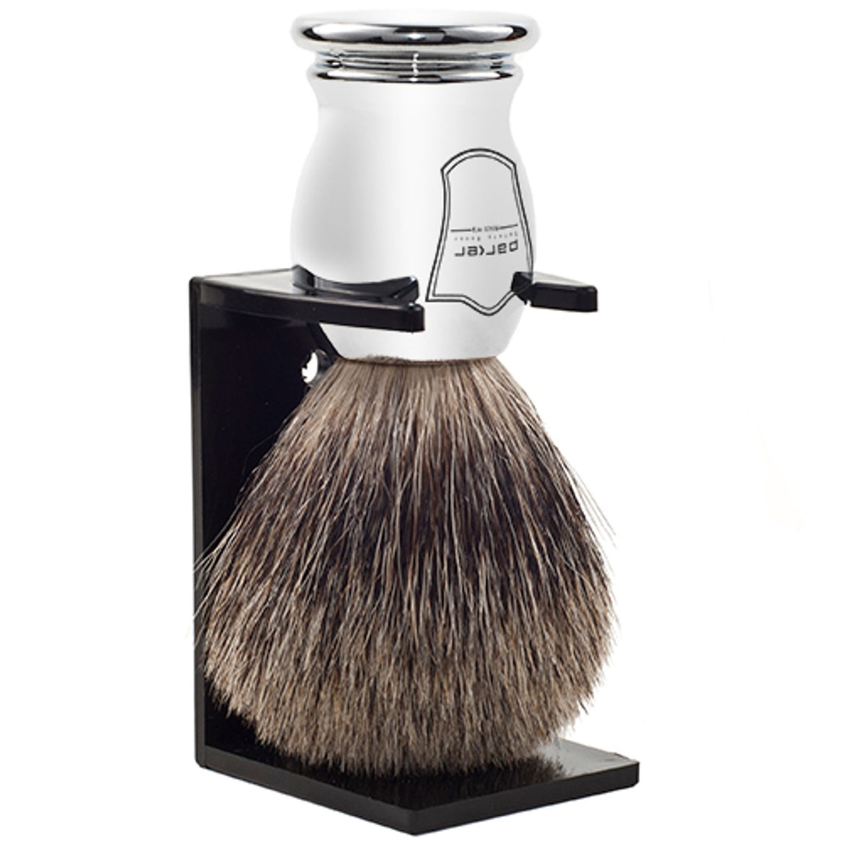 Parker - Chrome Handle Pure Badger Shaving Brush & Stand