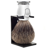Parker - Chrome Handle Pure Badger Shaving Brush & Stand