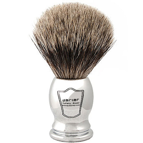 Parker - Chrome Handle Pure Badger Shaving Brush & Stand
