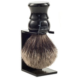 Parker Classic Ebony Handle Pure Badger Shaving Brush and Stand