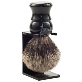 Parker Classic Ebony Handle Pure Badger Shaving Brush and Stand