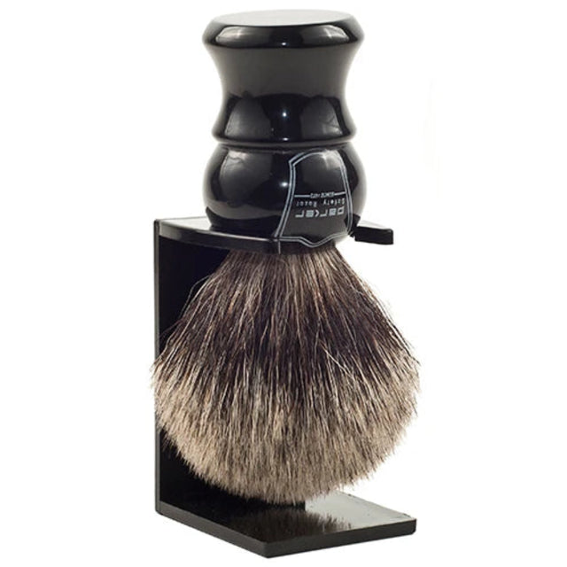 Parker Classic Ebony Handle Pure Badger Shaving Brush and Stand