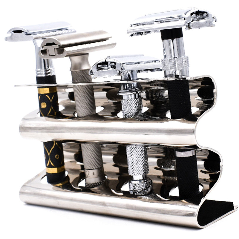 Parker - Deluxe Chrome Razor Stand - Holds 4 Double Edge Safety Razors ...