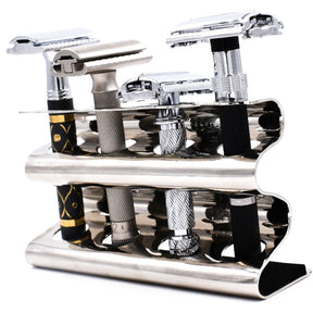 Parker - Deluxe Chrome Razor Stand - Holds 4 Double Edge Safety Razors
