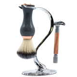 Parker Deluxe Heavyweight High Luster Chrome Safety Razor and Shaving Brush Stand