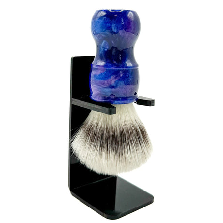 Parker Deluxe Iridescent Blue Handle Synthetic Shaving Brush & Stand