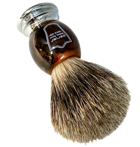 Parker Faux Horn Handle Pure Badger Shaving Brush and Stand