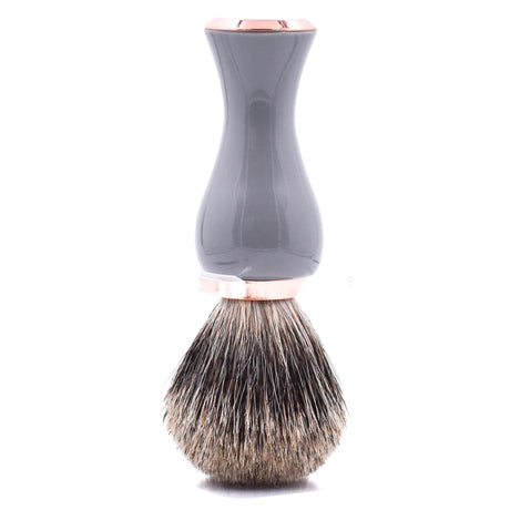 Parker Gray & Rose Gold Handle Pure Badger Shaving Brush & Stand 21mm