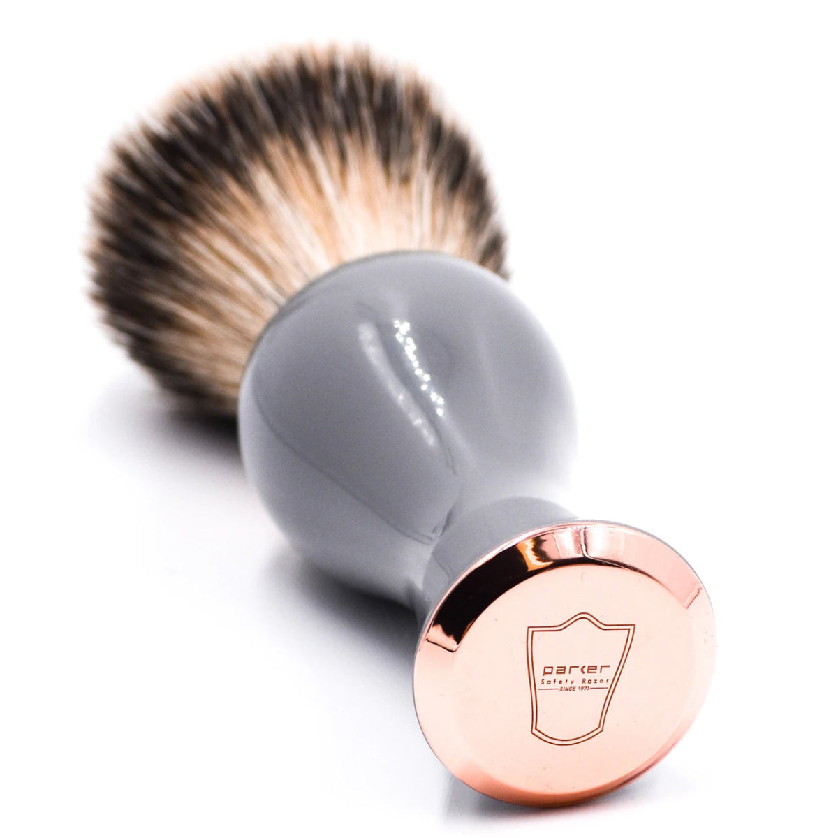 Parker Gray & Rose Gold Handle Silvertip Badger Shaving Brush & Stand 21mm