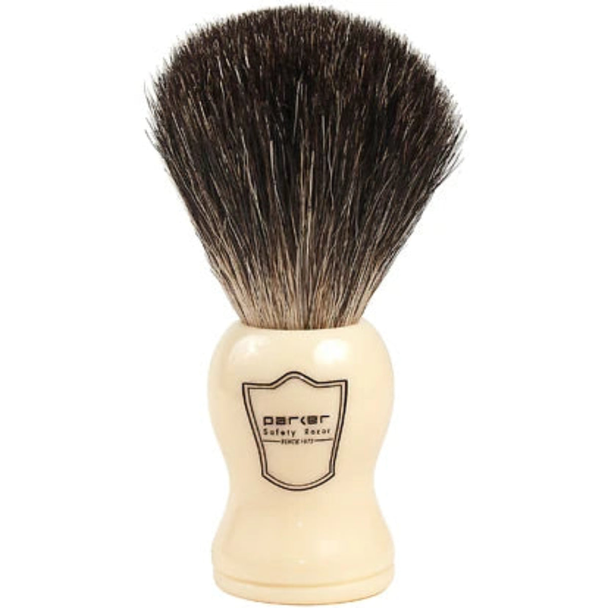 Parker Ivory Handle Black Badger Shaving Brush & Stand 20mm