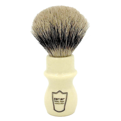 Parker Ivory Handle Deluxe Pure Badger Long Handle Shave Brush & Stand