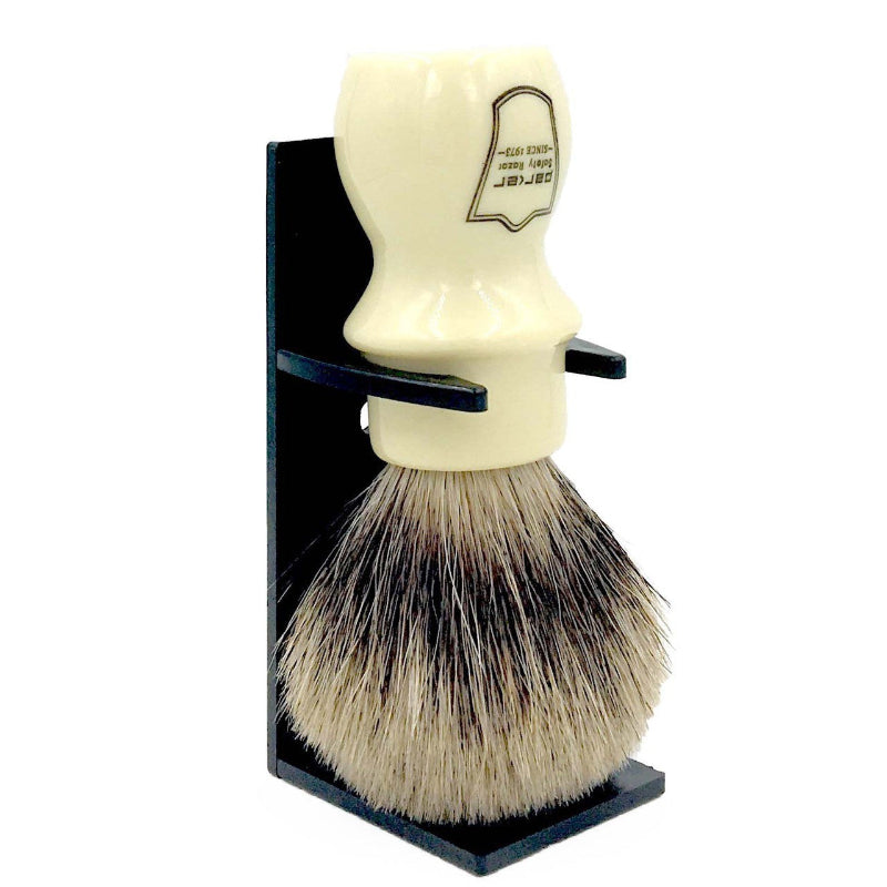 Parker Ivory Handle Deluxe Pure Badger Long Handle Shave Brush & Stand