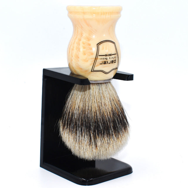 Parker - Ivory Handle Silvertip Badger Shave Brush and Stand