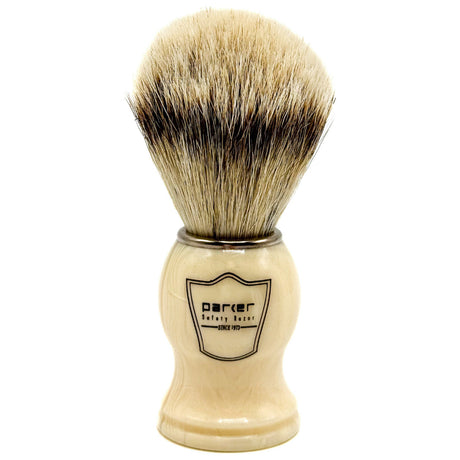 Parker - Ivory Handle Silvertip Badger Shave Brush and Stand