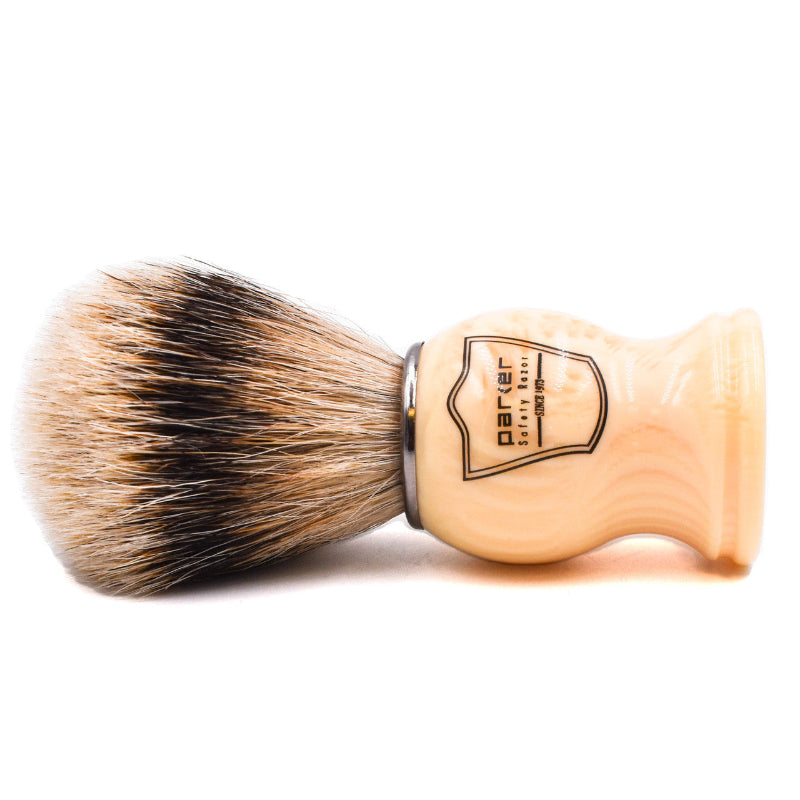 Parker - Ivory Handle Silvertip Badger Shave Brush and Stand