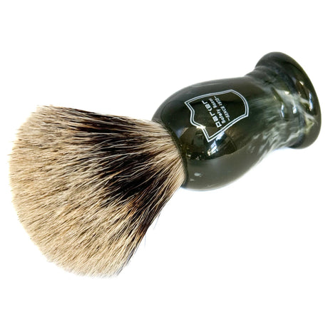 Parker King Size Marble Handle Pure Badger Shaving Brush and Stand