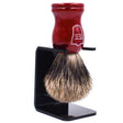 Parker Redwood Handle Pure Badger Shaving Brush & Stand 20mm
