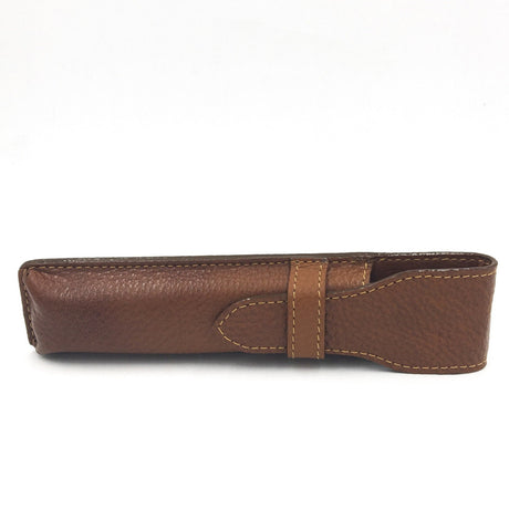Parker Saddle Brown Leather Straight Razor Travel Case
