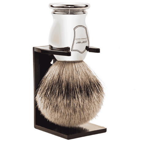 Parker Silvertip Badger Chrome Handle Shaving Brush and Stand