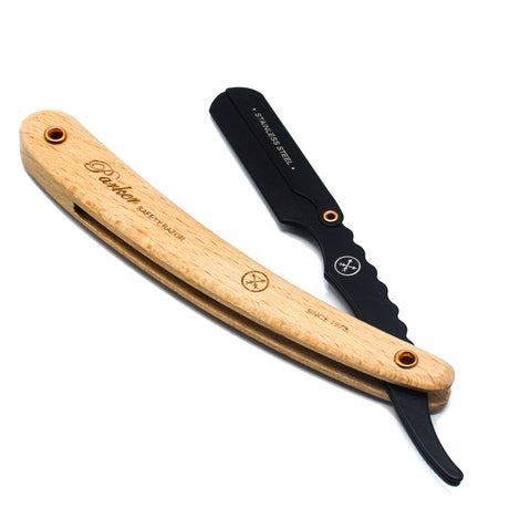 Parker SRP Pine & Stainless Steel Clip Type Straight Barber Razor