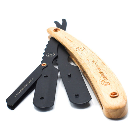 Parker SRP Pine & Stainless Steel Clip Type Straight Barber Razor