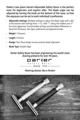 Parker Variant Adjustable Safety Razor Anniversary Edition Black and Gold