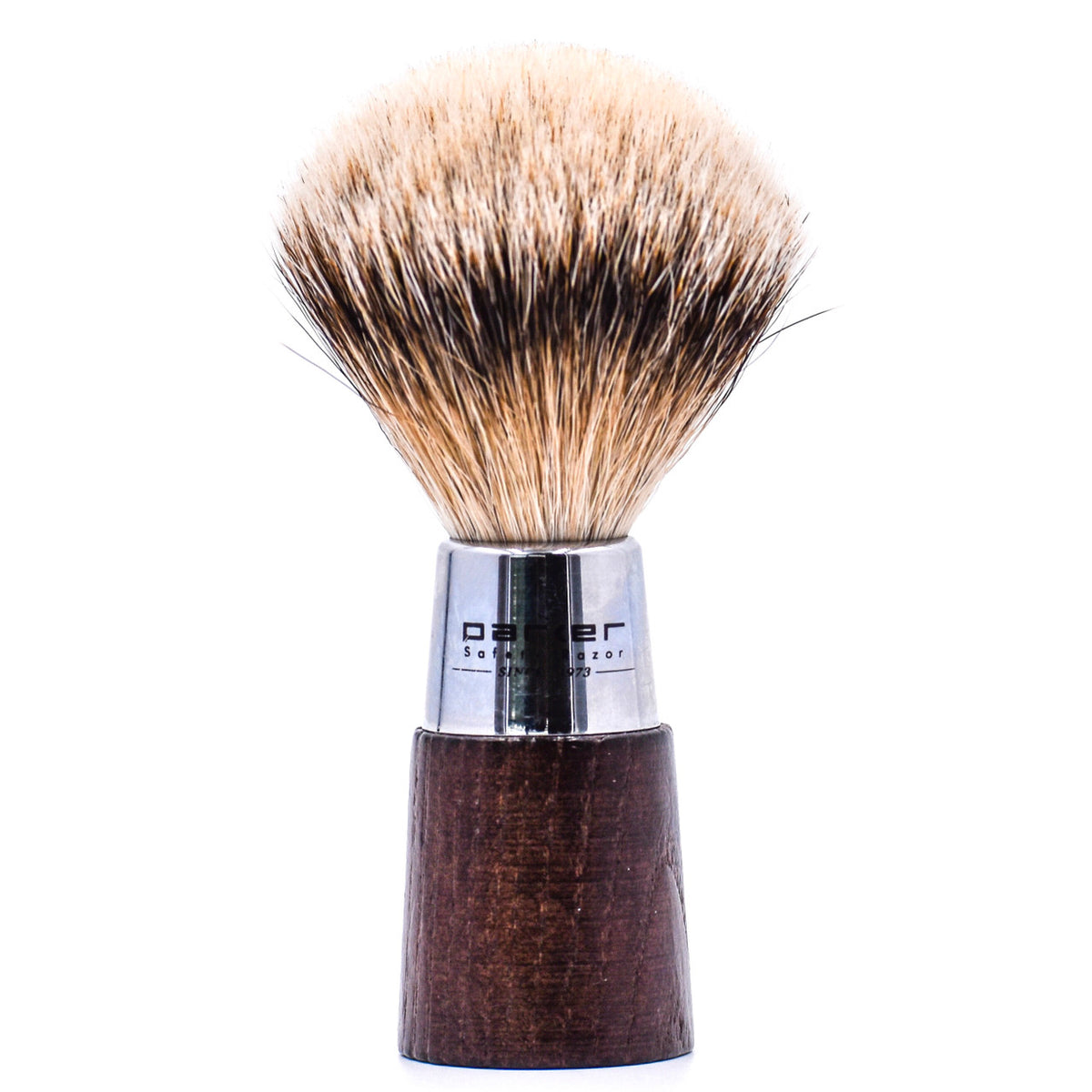 Parker Walnut & Chrome Handle Silvertip Badger Shave Brush & Stand