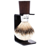 Parker Walnut & Chrome Handle Silvertip Badger Shave Brush & Stand