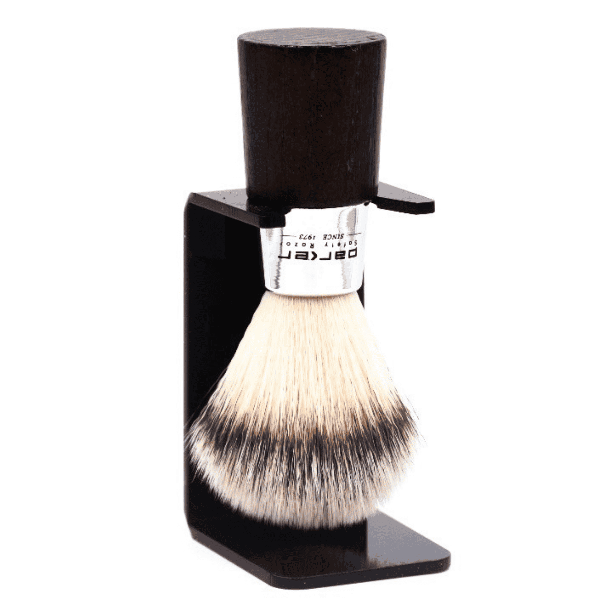 Parker Walnut & Chrome Handle Synthetic Shave Brush & Stand
